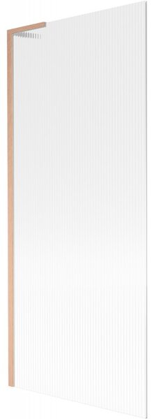 Mexen Next L, 1 szárnyú kádparaván 80 x 150 cm, 6 mm-es üveg bordás mintával, rézprofil, 895-080-000-03-09-65