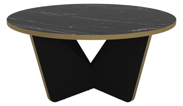 UnicUtil Marble Elegance dohányzóasztal, 75 x 75 x 35 cm, Fekete-Arany, UUMC17