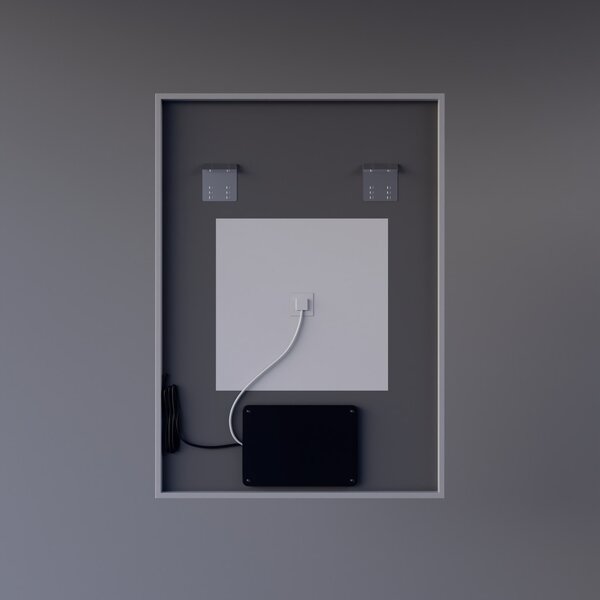 Álló fürdőszobai LED tükör 50x70cm | Páramentesítő funkció - Óra - Fényerő és színhőmérséklet szabályozás | Welland Luxury-Line G770