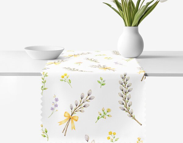 Goldea tavaszi teflonbevonatú asztali futó - barka mintás 35x120 cm