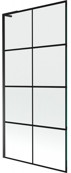 Mexen Next L, 1 szárnyas kádparaván 90 x 150 cm, 6mm átlátszó üveg-fekete mintás, fekete profil, 895-090-000-03-77-70