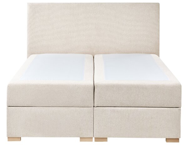 Boxspring ágy tárolóval MAJOR Világosbézs 140 x 200 cm