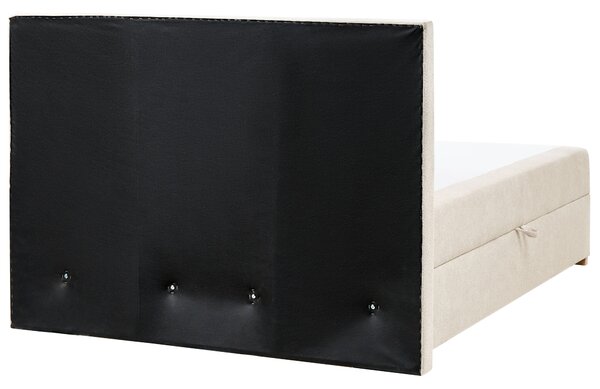 Boxspring ágy tárolóval MAJOR Világosbézs 140 x 200 cm