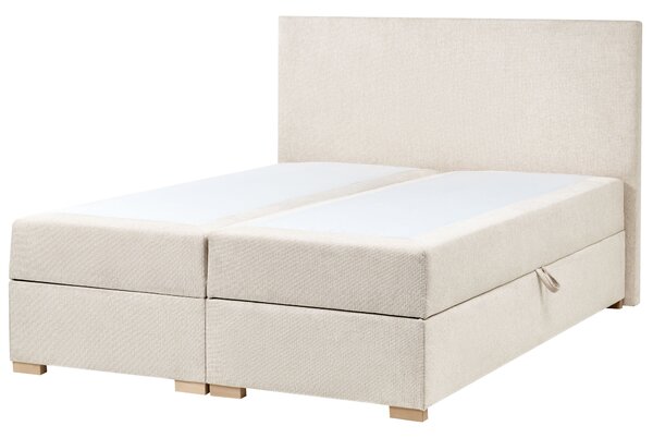 Boxspring ágy tárolóval MAJOR Világosbézs 140 x 200 cm