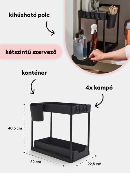Sinsay - Kétszintes rendszerező kampókkal - fekete