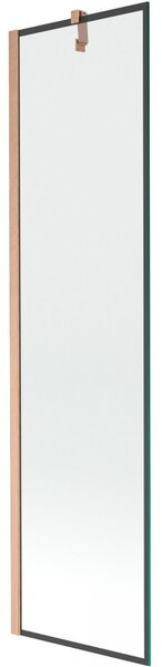 Mexen Next, 1 szárnyas kádparaván 50 x 150 cm, 6mm átlátszó üveg - fekete mintás, réz matt, 895-050-000-00-70-65