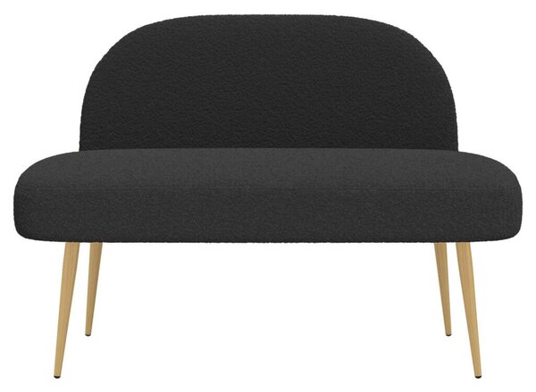 Kárpitozott pad háttámlával Fekete 110 x 60 x 76 cm Bouclé