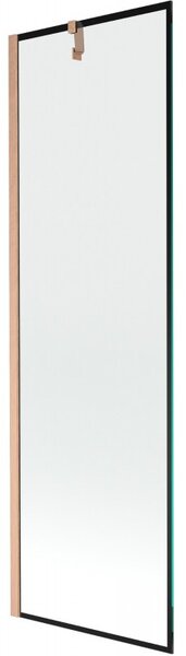 Mexen Next, 1 szárnyas kádparaván 60 x 150 cm, 6mm átlátszó üveg - fekete mintás, réz matt, 895-060-000-00-70-65