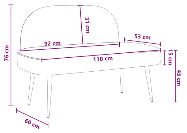 Kárpitozott pad háttámlával Fekete 110 x 60 x 76 cm Bouclé