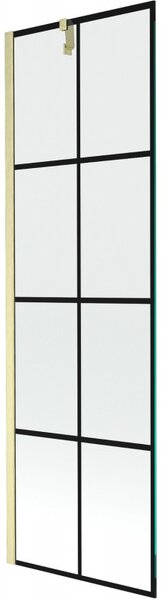 Mexen Next, 1 szárnyas kádparaván 60 x 150 cm, 6mm átlátszó üveg - fekete mintás, arany matt, 895-060-000-00-77-55