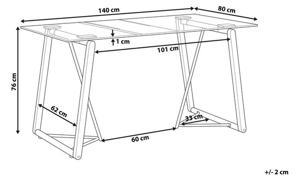 Étkezőasztal TACOMA Világosbarna 140 cm 80 cm Edzett üveg