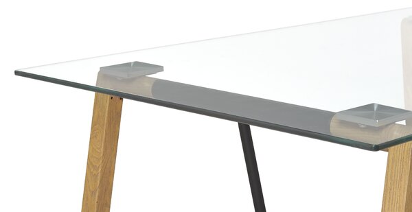 Étkezőasztal TACOMA Világosbarna 140 cm 80 cm Edzett üveg