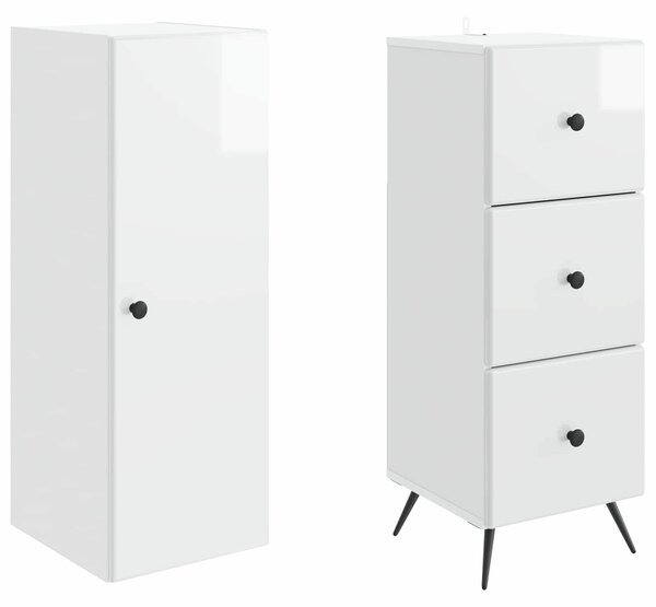 Szekrény szett 2 pcs Magasfényű Fehér 34,5 x 34,5 x 90 cm