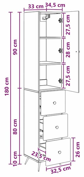 Szekrény szett 2 pcs Magasfényű Fehér 34,5 x 34,5 x 90 cm