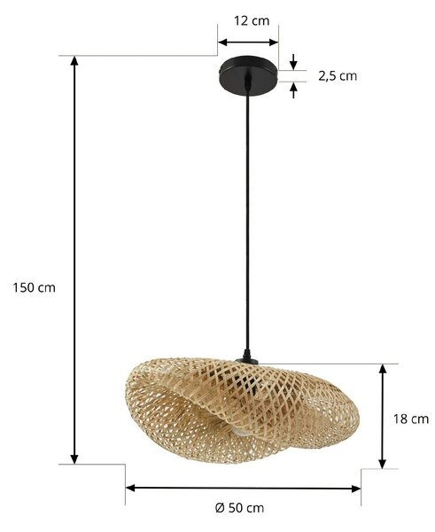 Lindby Eleane lógó világítás, bambusz, természetes, hosszúság 50 cm, E27, dimmelhető, Világos fa, Nappali / Étkező, Bambusz, Vidéki otthon / Rusztikus