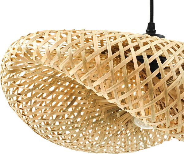 Lindby Eleane lógó világítás, bambusz, természetes, hosszúság 50 cm, E27, dimmelhető, Világos fa, Nappali / Étkező, Bambusz, Vidéki otthon / Rusztikus