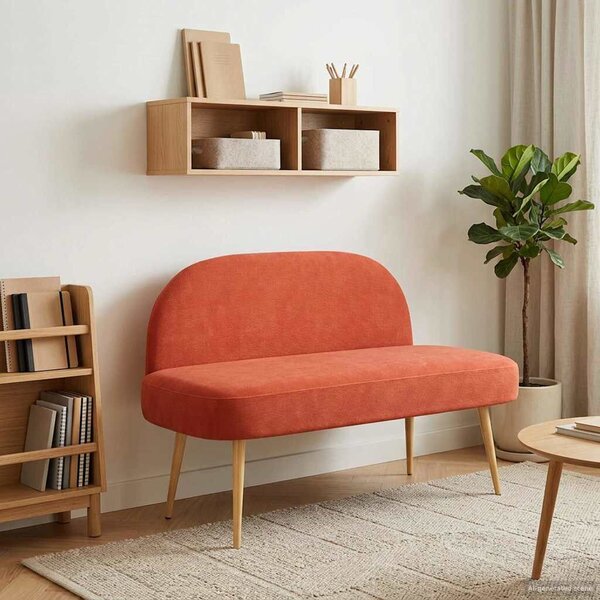 Kárpitozott pad háttámlával Piros narancs 110 x 60 x 76 cm