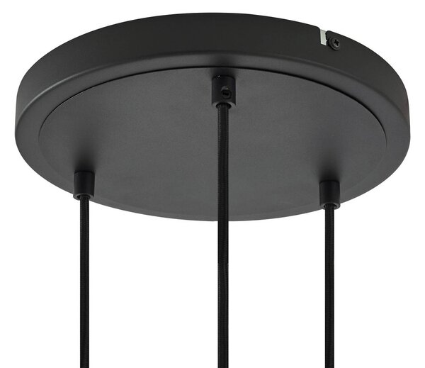 Lindby függőlámpa Joffrey, Ø 24 cm, fekete, 3-as lámpa, GU10, dimmelhető, Fekete, Nappali / Étkező, fém, Modern