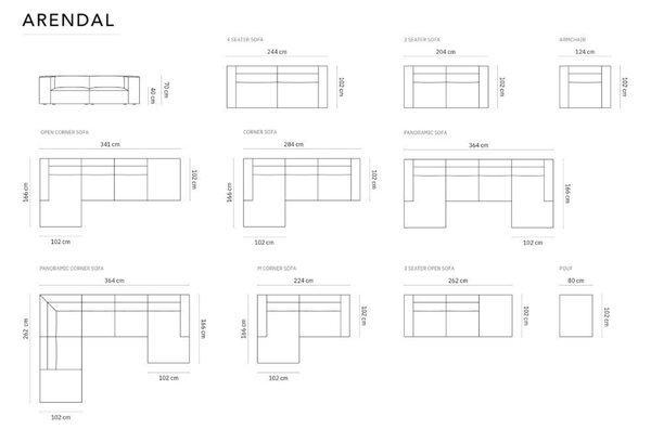 Világosszürke kárpitozott lábzsámoly Cosmopolitan Design Arendal 102 x 80 cm