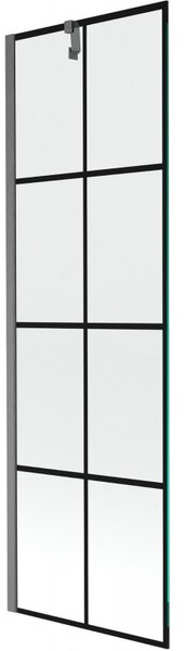 Mexen Next, 1 szárnyas kádparaván 60 x 150 cm, 6mm átlátszó üveg - fekete mintás, csiszolt grafit, 895-060-000-00-77-66