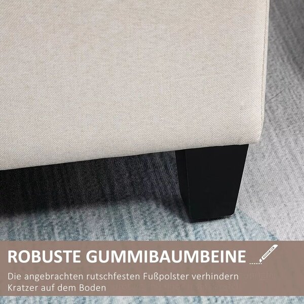 HOMCOM Tárolópad kárpitozott pad vászonhatásúval, 100 x 40 x 44 cm, krémfehér