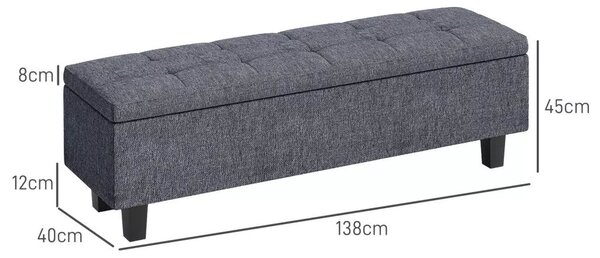 Tárolópad lenvászon hatású kivitelben, gumifa lábakkal, nappaliba, hálószobába, előszobába, sötétszürke