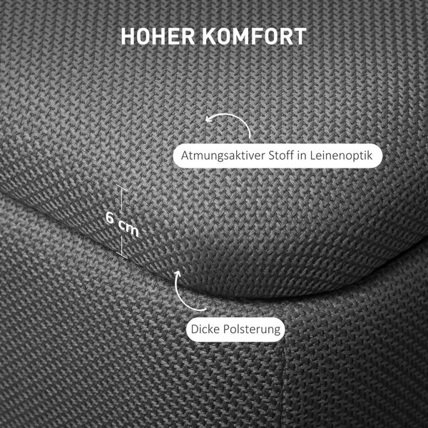 HOMCOM Puff tárolóval, pad habpárnával, vászonutánzat, 111 x 44 x 44,5 cm, sötétszürke