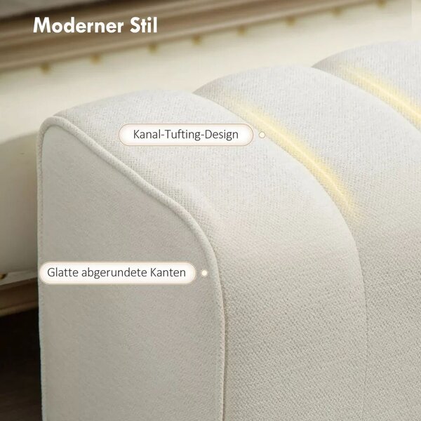 HOMCOM Modern hálószobai pad, kárpitozott pad fa vázzal, teherbírás akár 220 kg, lábtartó, krémfehér