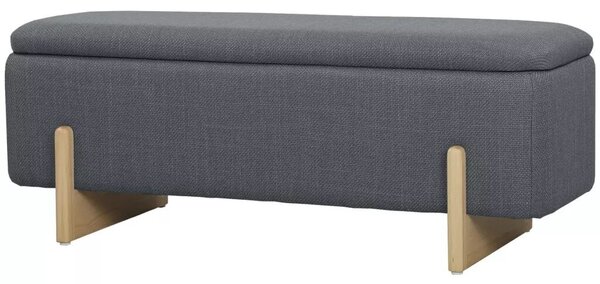 HOMCOM Puff tárolóval, pad habpárnával, vászonutánzat, 111 x 44 x 44,5 cm, sötétszürke