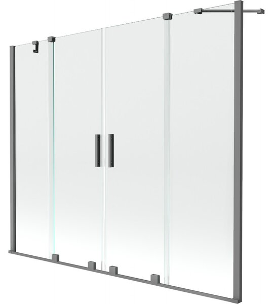 Mexen Velar Duo, eltolható 2 szárnyas kádparaván 170x150 cm, 8mm átlátszó üveg, grafit, 896-170-000-02-95