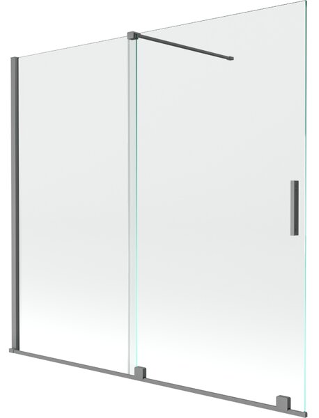 Mexen Velar, 2 szárnyas eltolható kádparaván 170 x 150 cm, 8mm átlátszó üveg, polírozott grafit, 896-170-000-01-95