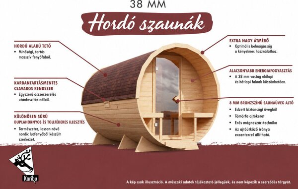 Karibu "Nordic Pod 3" kültéri hordó szauna 4 fő részére előszobával – kályha nélkül