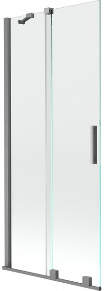 Mexen Velar, 2 szárnyas eltolható kádparaván 80 x 150 cm, 8mm átlátszó üveg, csiszolt grafit, 896-080-000-01-95