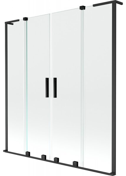 Mexen Velar L Duo, 2 szárnyas eltolható kádparaván 150 x 150 cm, 8mm átlátszó üveg, fekete matt, 896-150-003-02-70