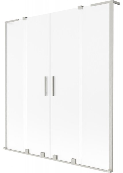 Mexen Velar L Duo, 2 szárnyas eltolható kádparaván 140 x 150 cm, 8 mm-es mattüveg, csiszolt acél, 896-140-003-32-97