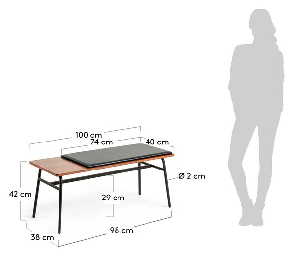Fekete-barna bőrutánzat pad Carabel – Kave Home