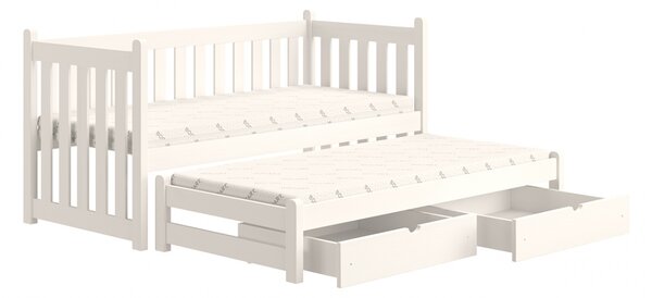Swen egyszintes ágy, kihúzható fiókokkal - 90x200 cm - fehér