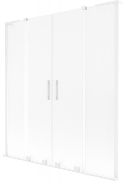 Mexen Velar L Duo, 2 szárnyas eltolható kádparaván 140 x 150 cm, 8 mm-es mattüveg, fehér matt, 896-140-003-32-20