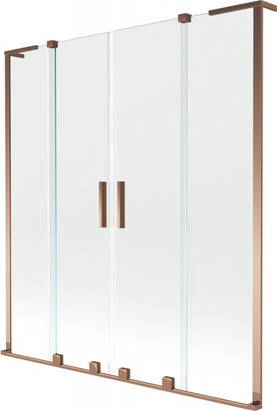 Mexen Velar L Duo, 2 szárnyas eltolható kádparaván 140 x 150 cm, 8mm átlátszó üveg, rózsaszín arany, 896-140-003-02-60