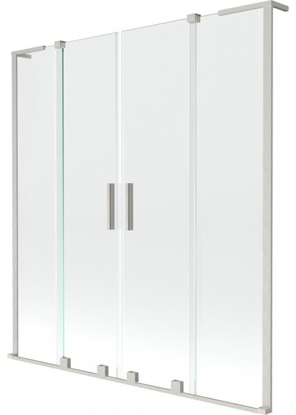 Mexen Velar L Duo, 2 szárnyas eltolható kádparaván 140 x 150 cm, 8mm átlátszó üveg, csiszolt acél, 896-140-003-02-97