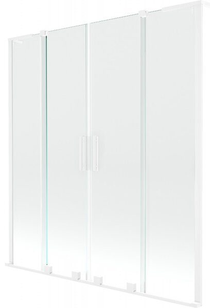 Mexen Velar L Duo, 2 szárnyas eltolható kádparaván 150 x 150 cm, 8mm átlátszó üveg, fehér matt, 896-150-003-02-20