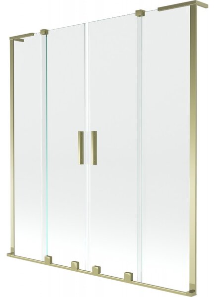 Mexen Velar L Duo, 2 szárnyas eltolható kádparaván 140 x 150 cm, 8mm átlátszó üveg, arany fényes, 896-140-003-02-50