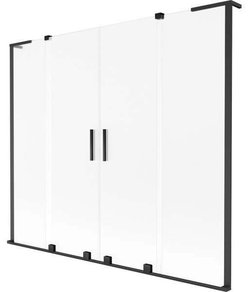 Mexen Velar L Duo, 2 szárnyas eltolható kádparaván 170 x 150 cm, 8 mm-es mattüveg, fekete matt, 896-170-003-32-70