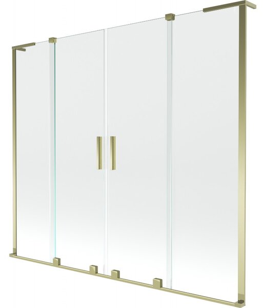 Mexen Velar L Duo, 2 szárnyas eltolható kádparaván 170 x 150 cm, 8mm átlátszó üveg, arany fényes, 896-170-003-02-50