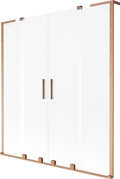 Mexen Velar L Duo, 2 szárnyas eltolható kádparaván 140 x 150 cm, 8 mm-es mattüveg, rézmatt, 896-140-003-32-65