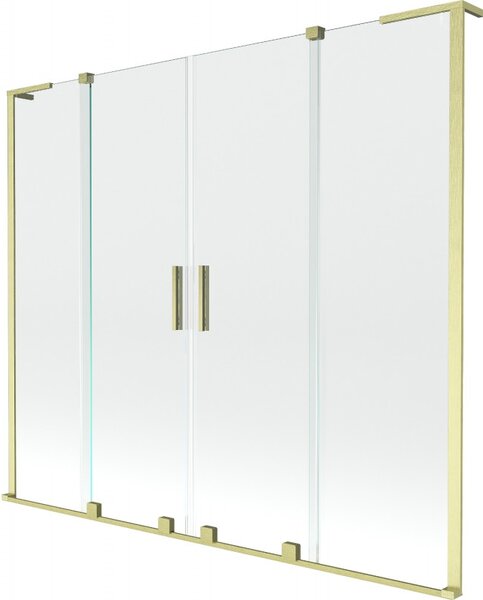 Mexen Velar L Duo, 2 szárnyas eltolható kádparaván 170 x 150 cm, 8mm átlátszó üveg, arany matt, 896-170-003-02-55