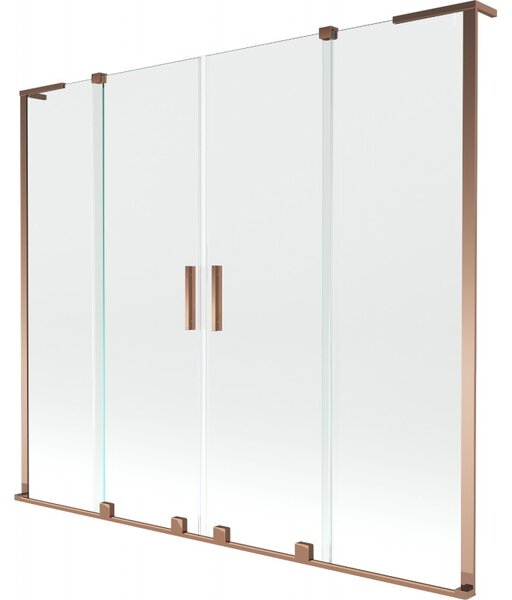 Mexen Velar L Duo, 2 szárnyas eltolható kádparaván 170 x 150 cm, 8mm átlátszó üveg, rózsaszín arany, 896-170-003-02-60