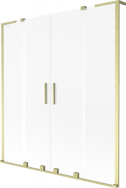 Mexen Velar L Duo, 2 szárnyas eltolható kádparaván 150 x 150 cm, 8mm matt üveg, arany matt, 896-150-003-32-55