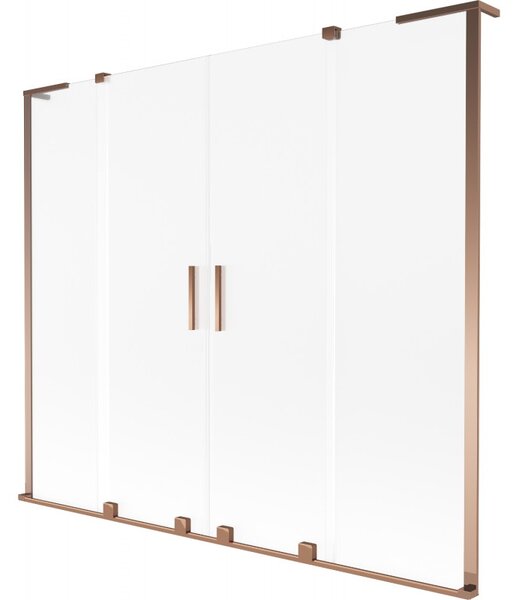 Mexen Velar L Duo, 2 szárnyas eltolható kádparaván 200 x 150 cm, 8 mm-es matt üveg, rózsaszín arany, 896-200-003-32-60