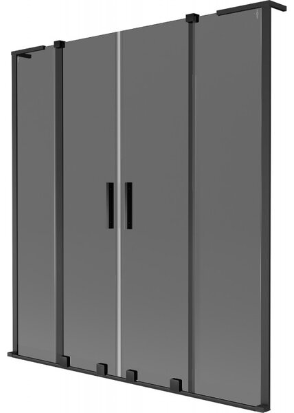 Mexen Velar L Duo, 2 szárnyas eltolható kádparaván 140 x 150 cm, 8mm szürke üveg, fekete matt, 896-140-003-42-70